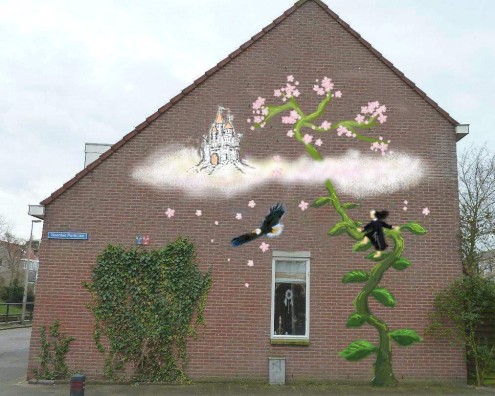 Muurschildering Hoek Lagenoord en Noordse Park laan